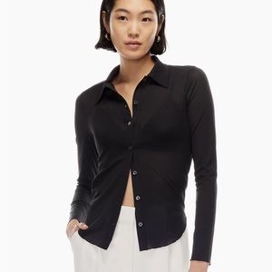 Aritzia Wilfred Pose Longsleeve Top - Mesh Black